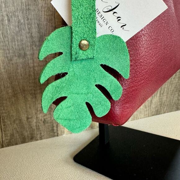 Monstera Leather Bag Charm Leather Purse Keychain NEW FAST SHIP - Picture 5 of 6